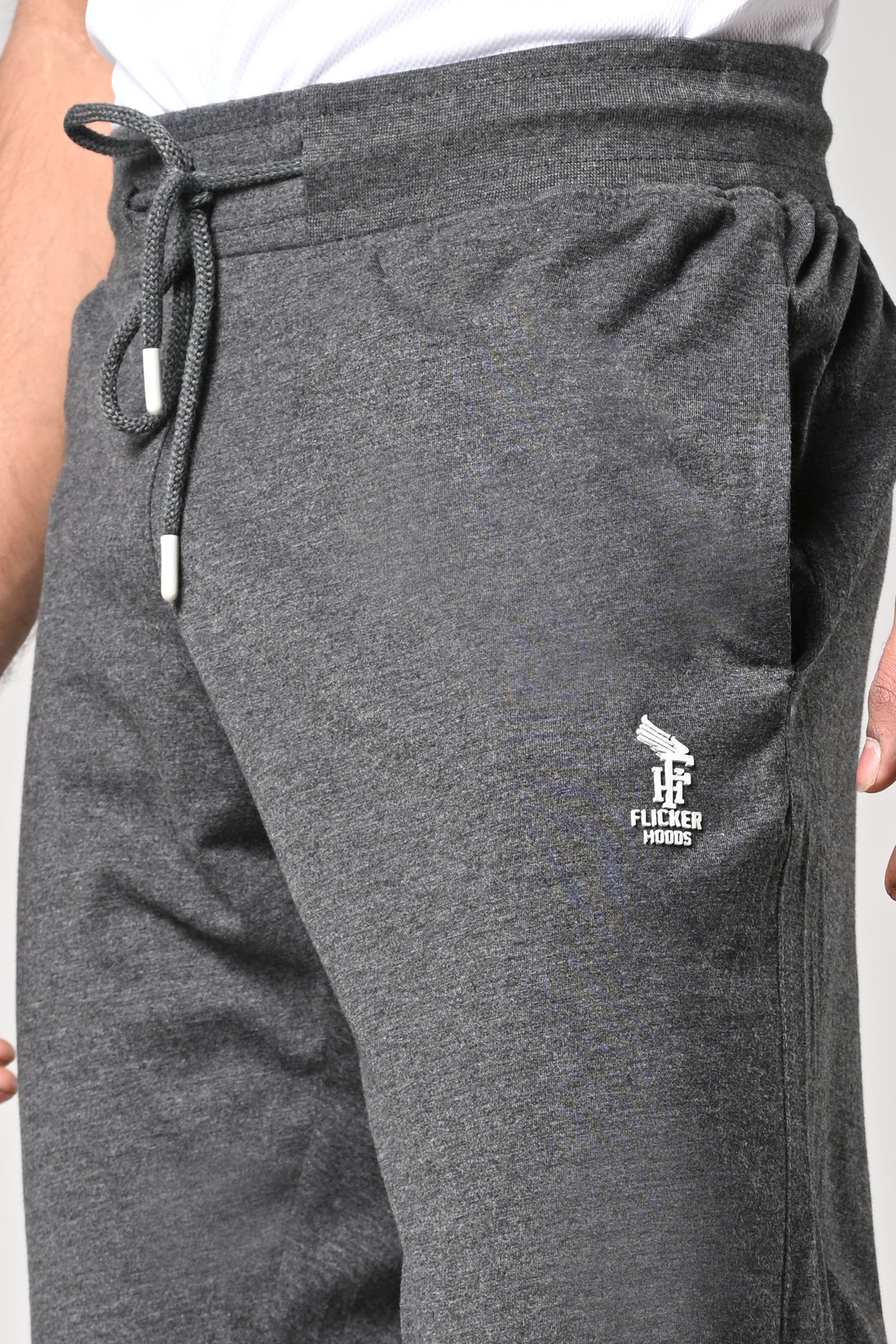 Men’s Melange grey hosiery fabric track pants with pockets