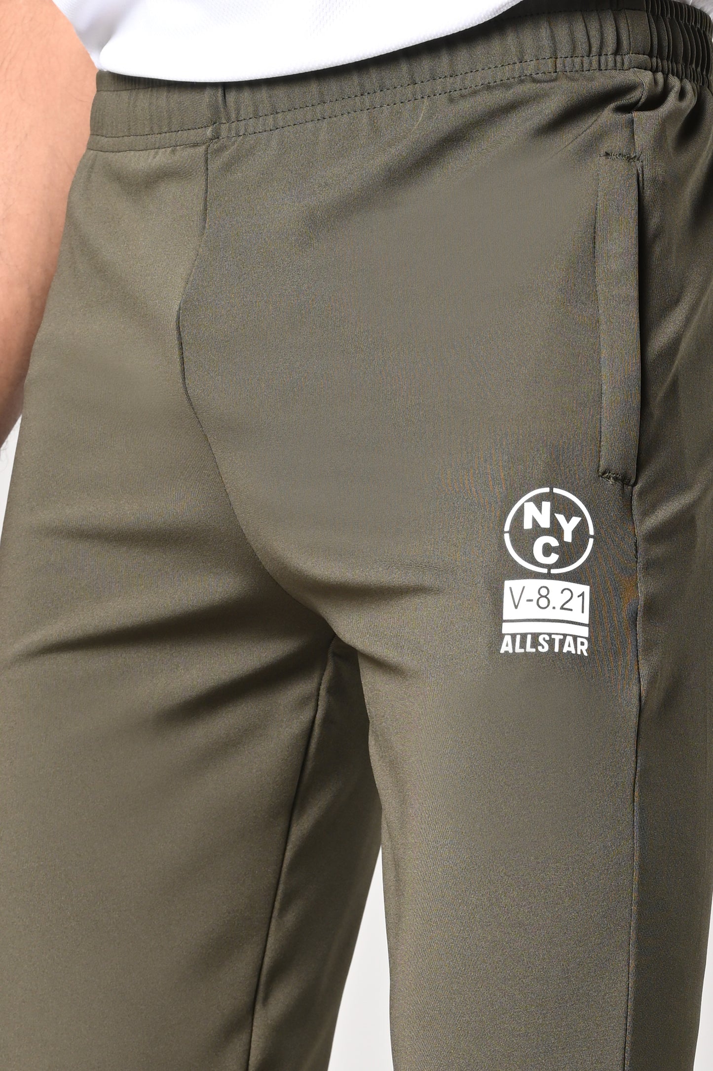 Men’s Military green jersey fabric track pants with pockets