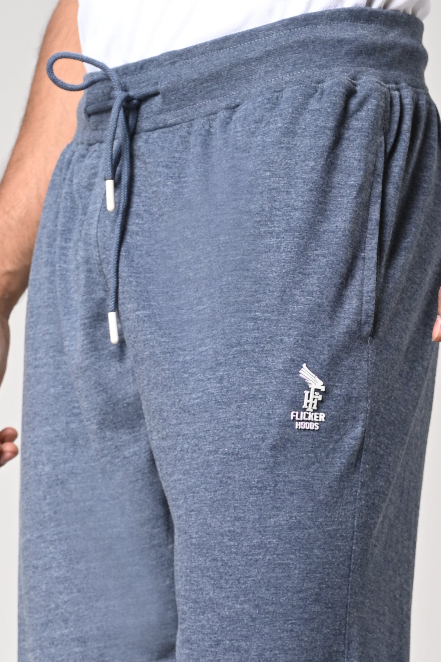 Men’s Navy-blue hosiery fabric track pants with pockets