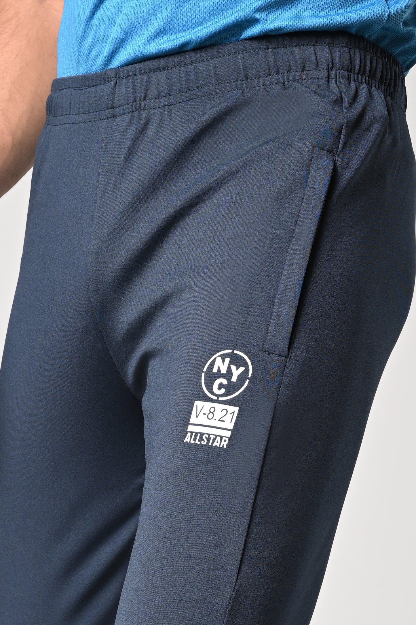 Men’s Navy-blue jersey fabric track pants with pockets
