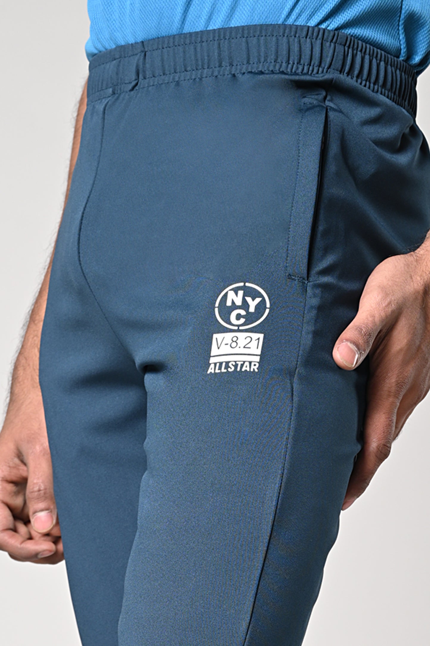 Men’s Teal Blue jersey fabric track pants with pockets