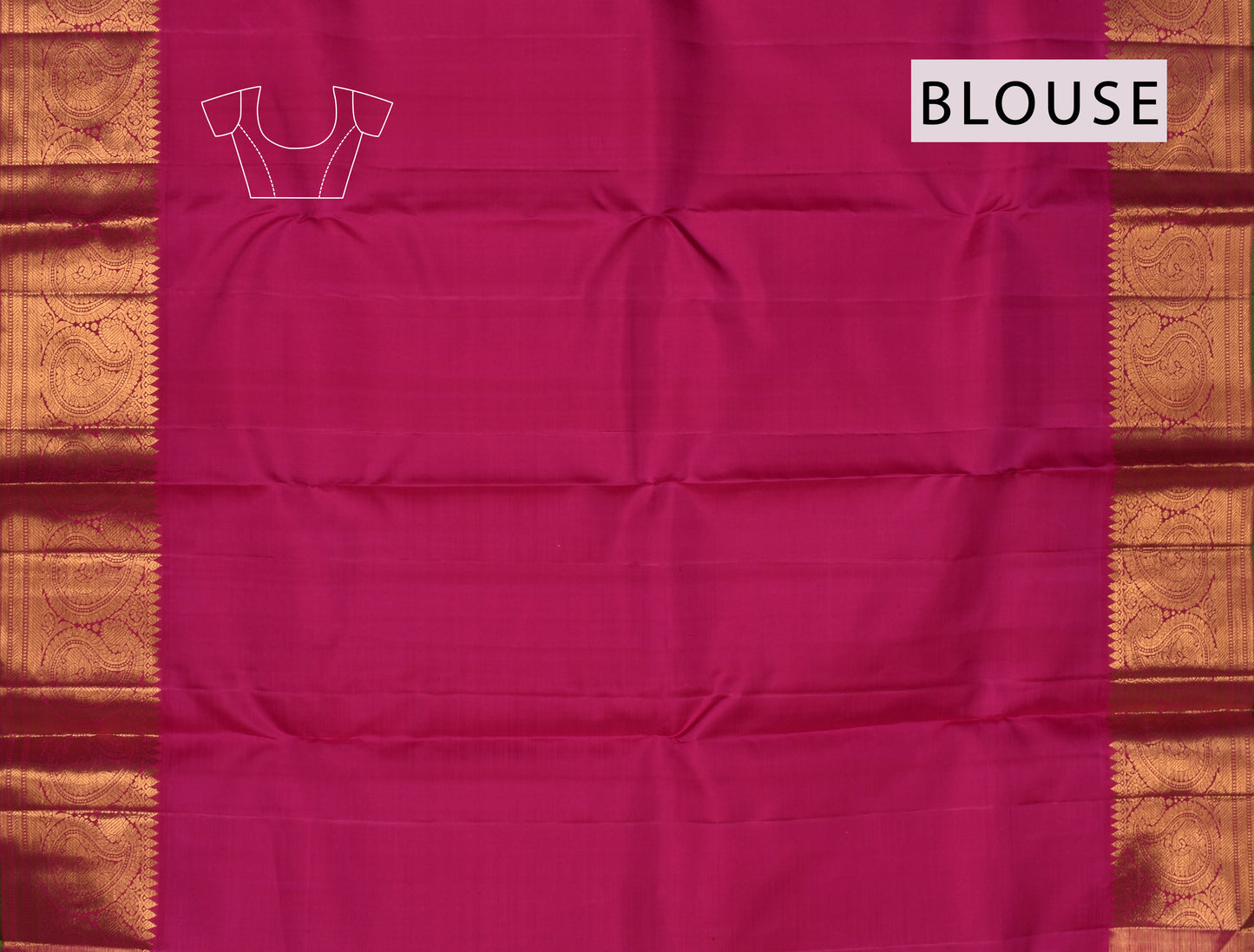 Green Kanchipuram Bridal Pure Silk Paisley Border Dark Pink Contrast Pallu Saree