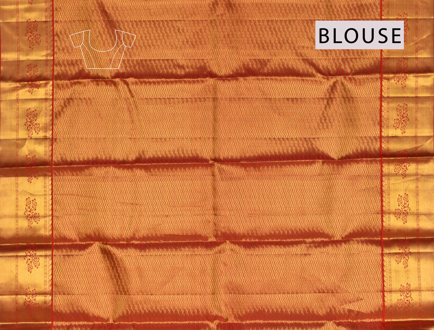 Gold Tissue Kanchipuram Bridal Pure Silk Peacock Butta Jaal Pattern Body Red Contrast Pallu Saree