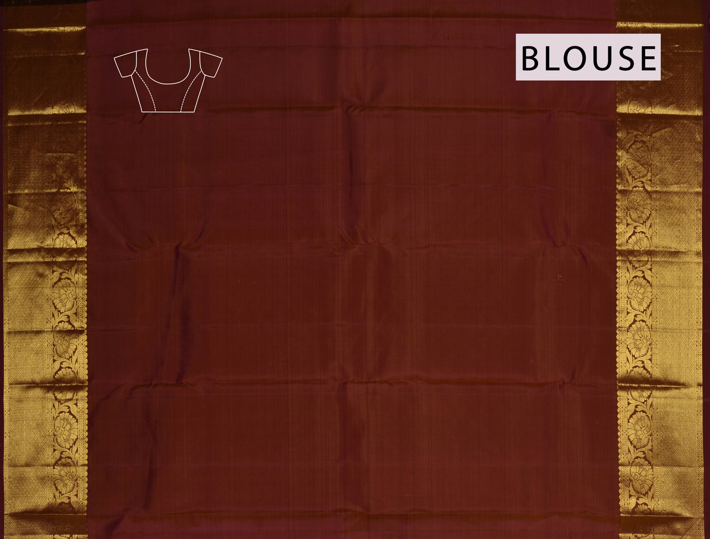 Sandal Light Weight Pure Silk Big Border Contrast Brown Blouse Saree