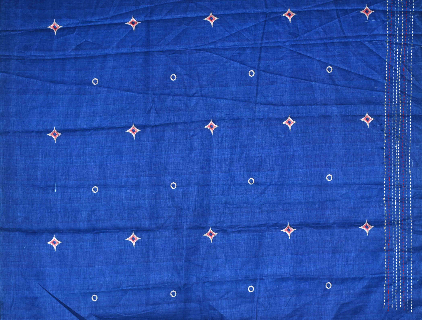 Multicolor Blue Manipuri Tussar Kantha Work Saree