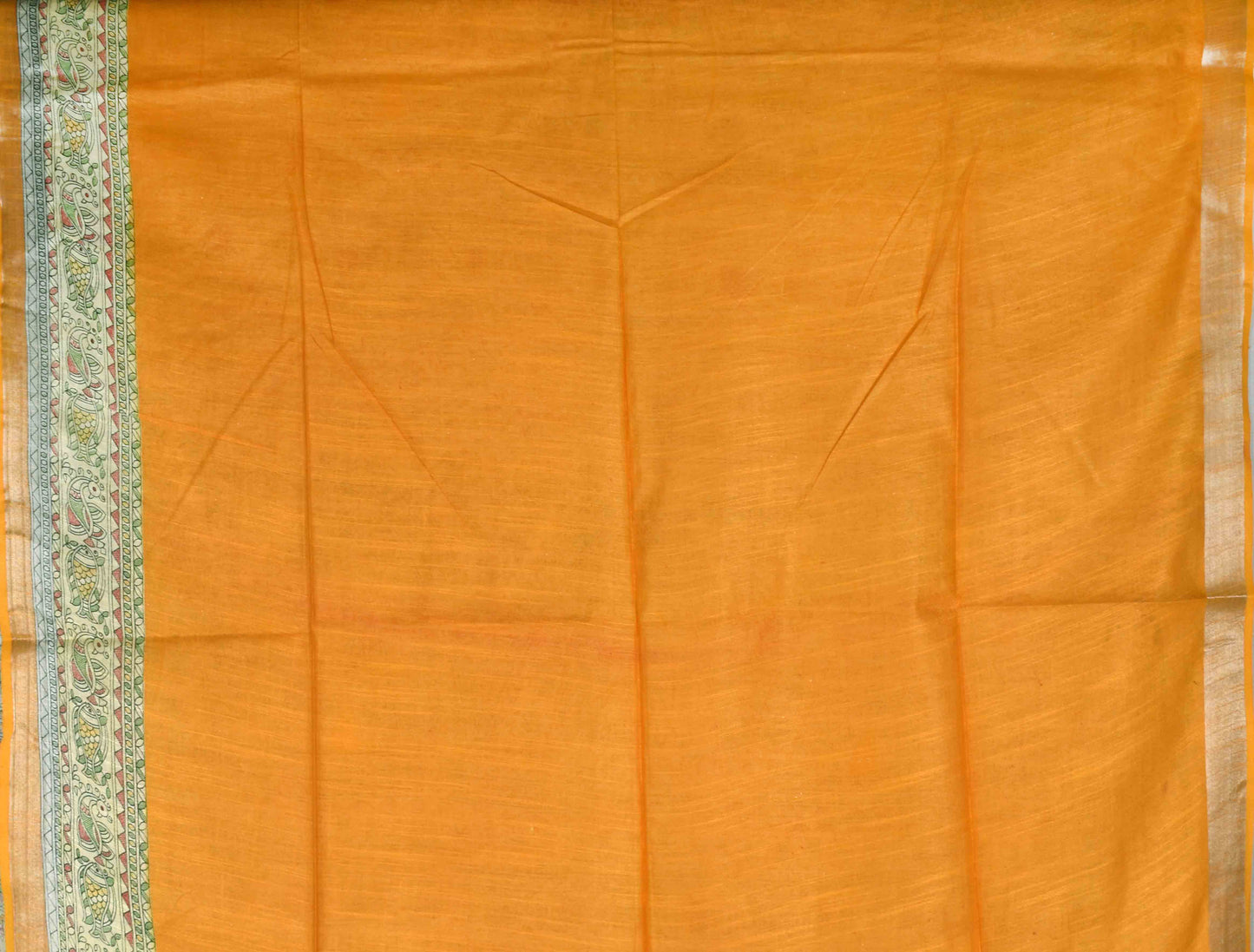 Yellow Cotton Silk Madhubani Saree