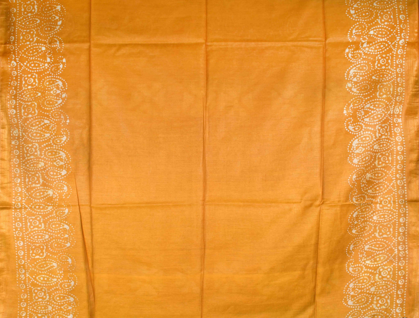 Brown Mustard Cotton Silk Batik Saree