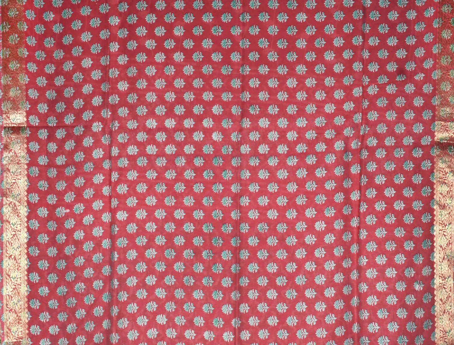 Brown Cotton Silk Print Saree