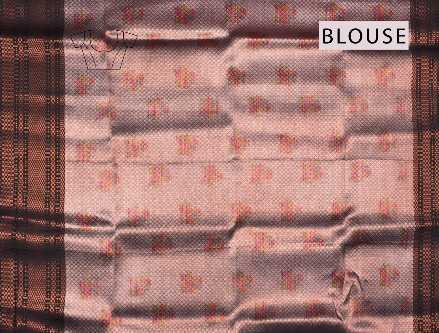 Violet Digital Flower Contrast Fancy Border Tissue Saree