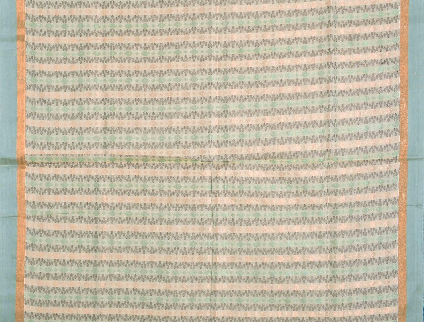 Half White Pure South Cotton Multi Jari Leaf Butta Saree