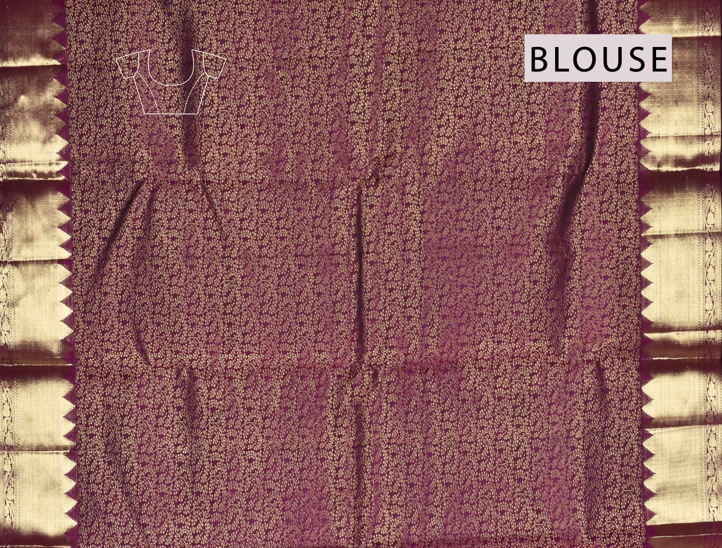 Violet Light Weight Pure Silk ZigZag Zari Rich Pallu Saree