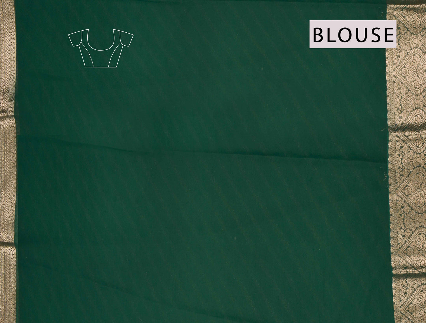 Green Georgette Gold Stripes Contrast Pallu Big Border Saree