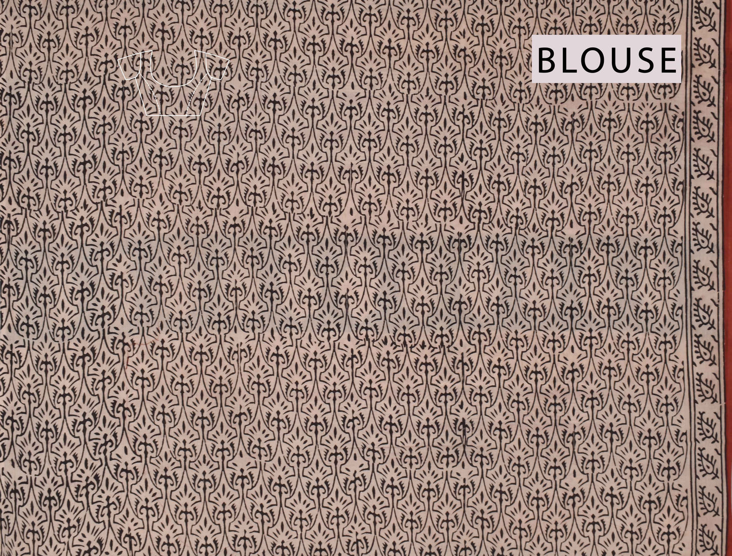 Rust Red on Offwhite Pure Soft Cotton Bagru Hand Block Printed Saree