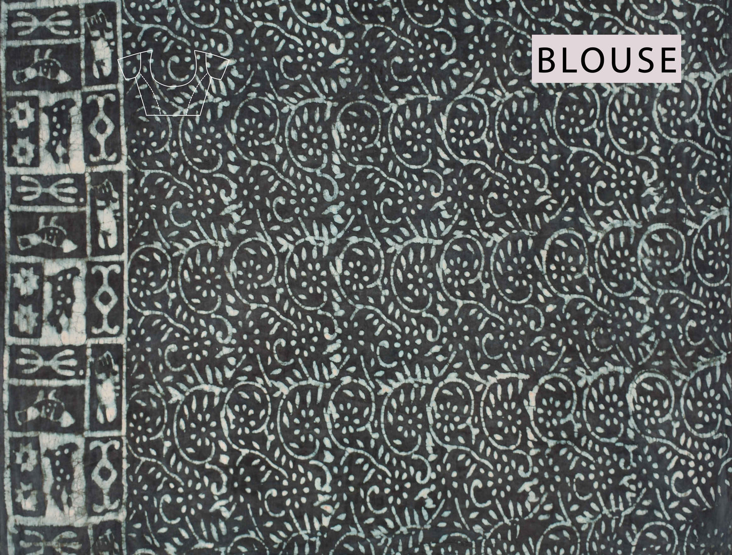 Blue Pure Soft Cotton All Over Stripes Inscription Design Pallu Hand Block Printed Saree