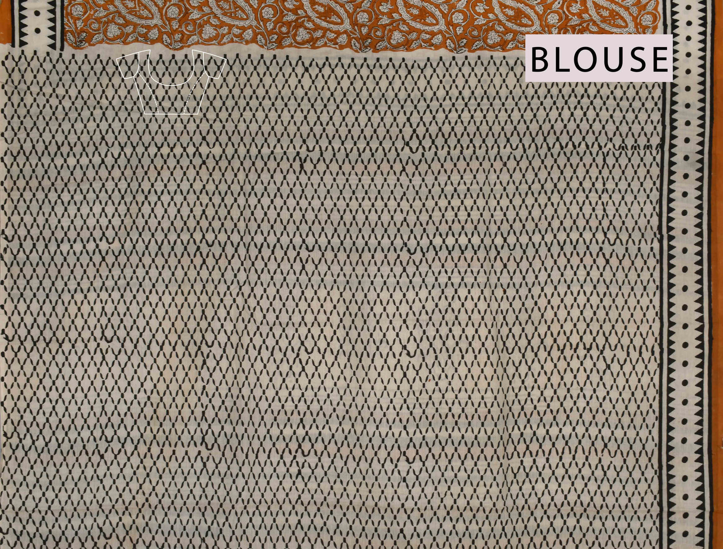 Orange Cotton Hand Block Printed Night sky florals Design Digital Print Saree