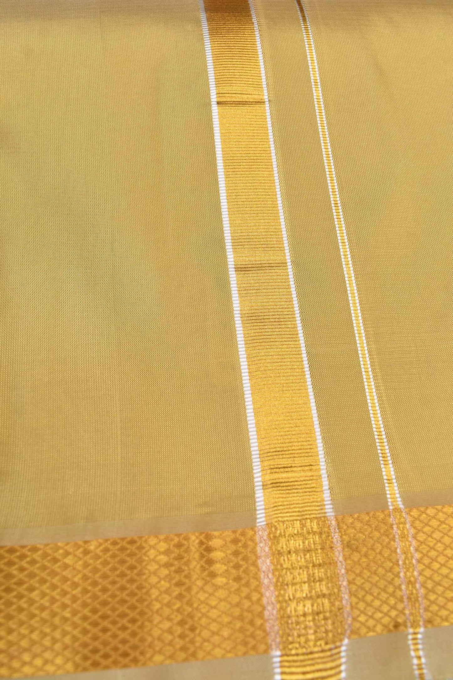 Dark Gold Art Silk Traditonal Gold Border Mens Dhoti