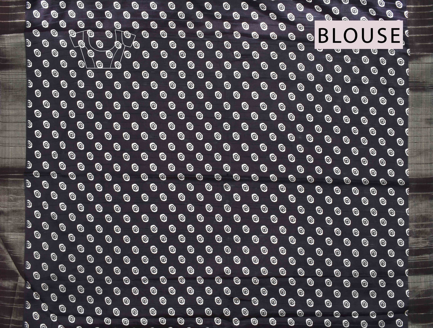 Black With White Kotha Cotton Digital Swan Frames Fancy Saree