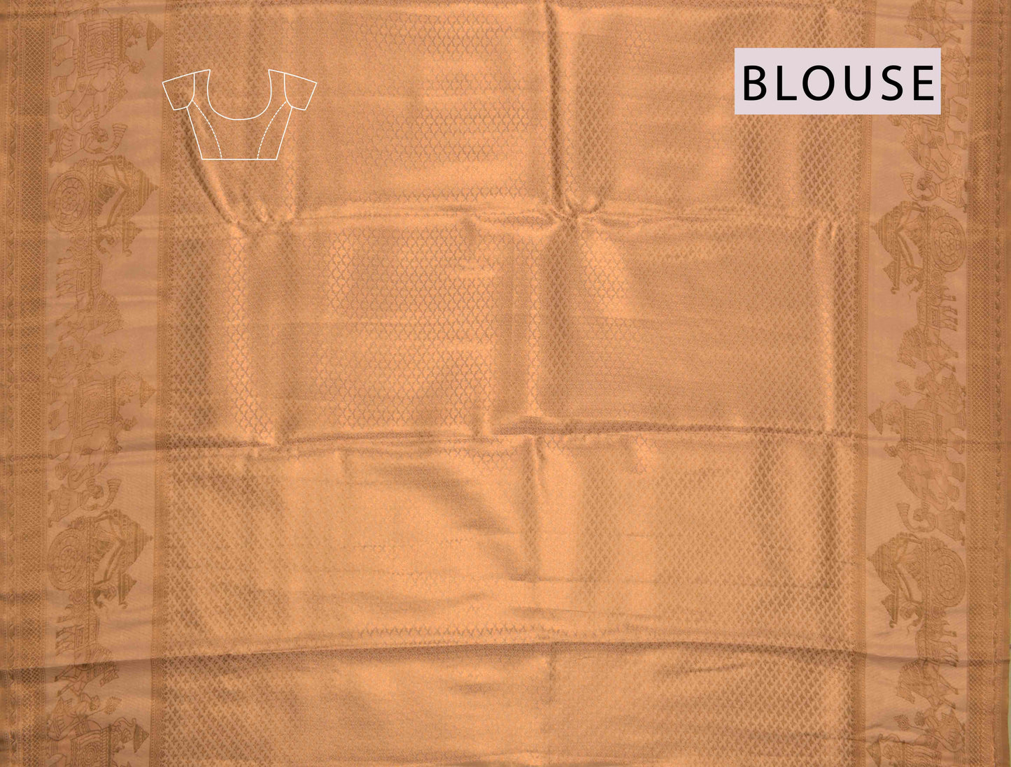 Dark Sandal With Gold Semi Silk All Over Self Design Royal Charriot Border Tissue Saree