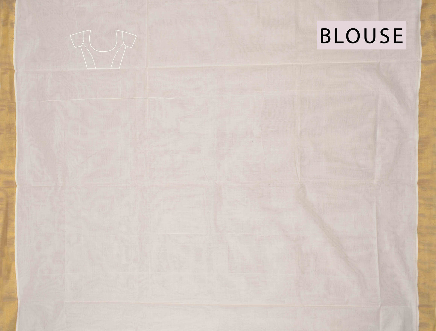 Off White Pure Kerala Cotton Zari Lines Butta Golden Zari Border Floral Tree Pallu Saree