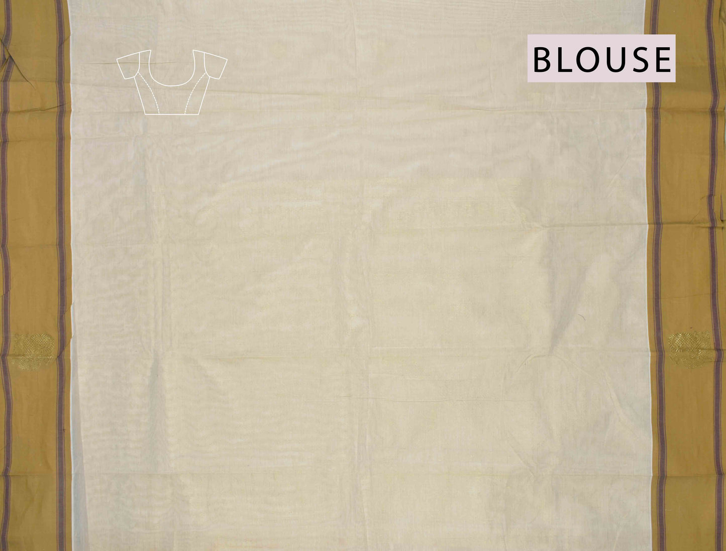 Off White Chettinad Pure Cotton Yazhi Butta Contrast Peacock Border Saree