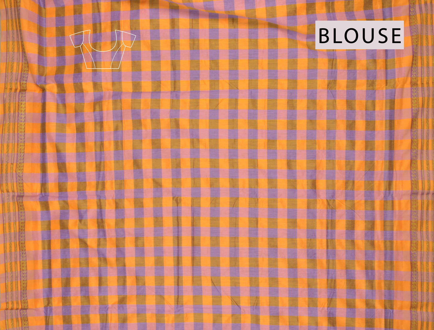 Orange With Purple Chettinad Palum Palam Kattam Pure Cotton Zari Border Saree