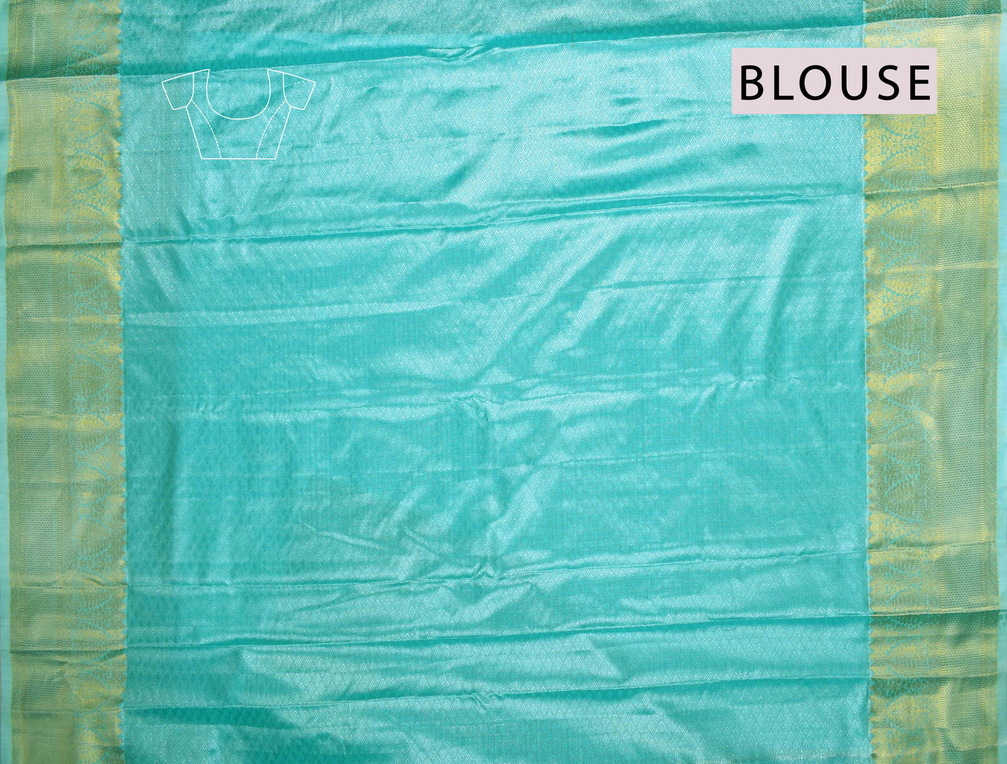 Turquoise Blue Semi Silk Tissue Fancy Floral Brocade Saree