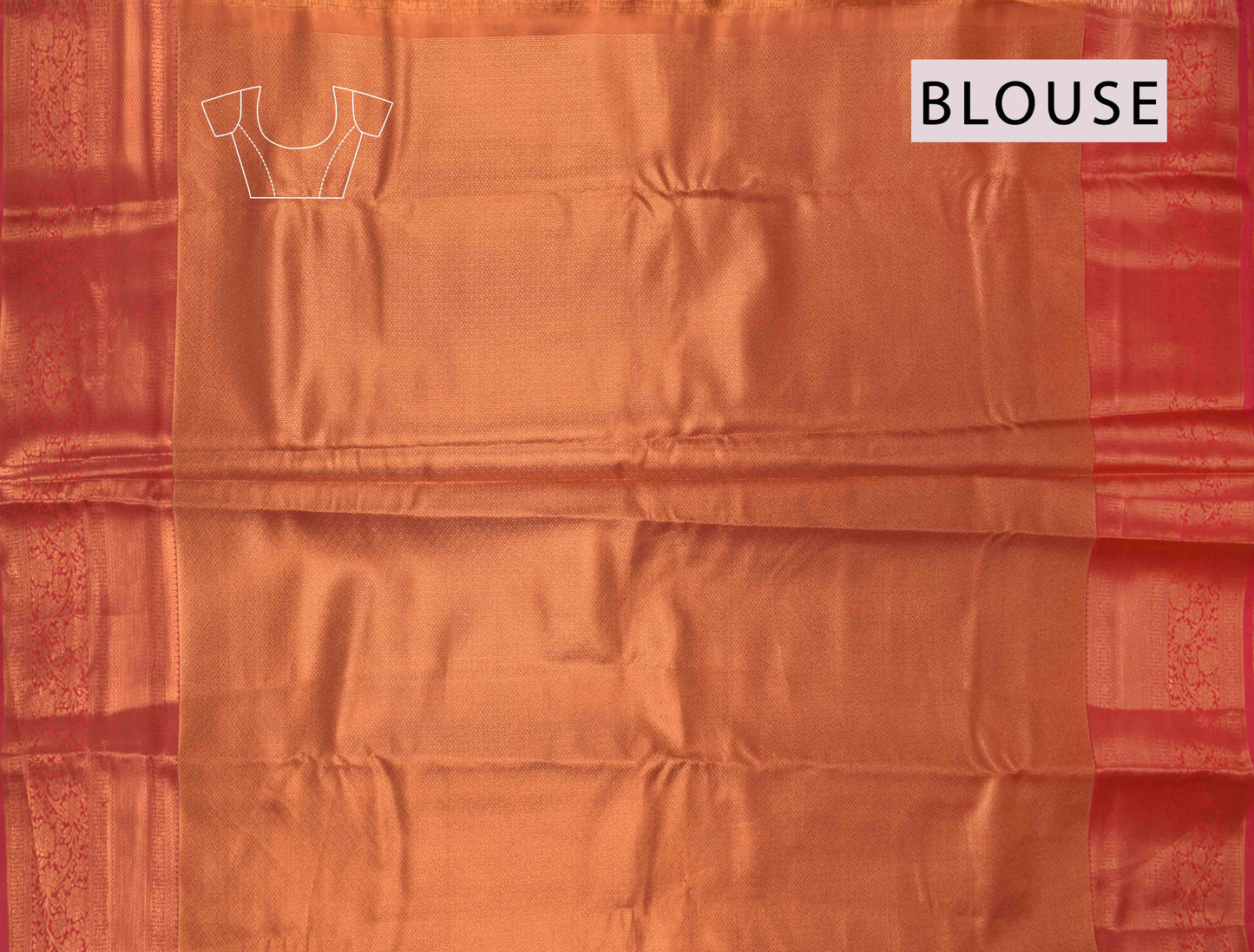 Peach Semi Silk Tissue Floral Leaves Red Border Saree