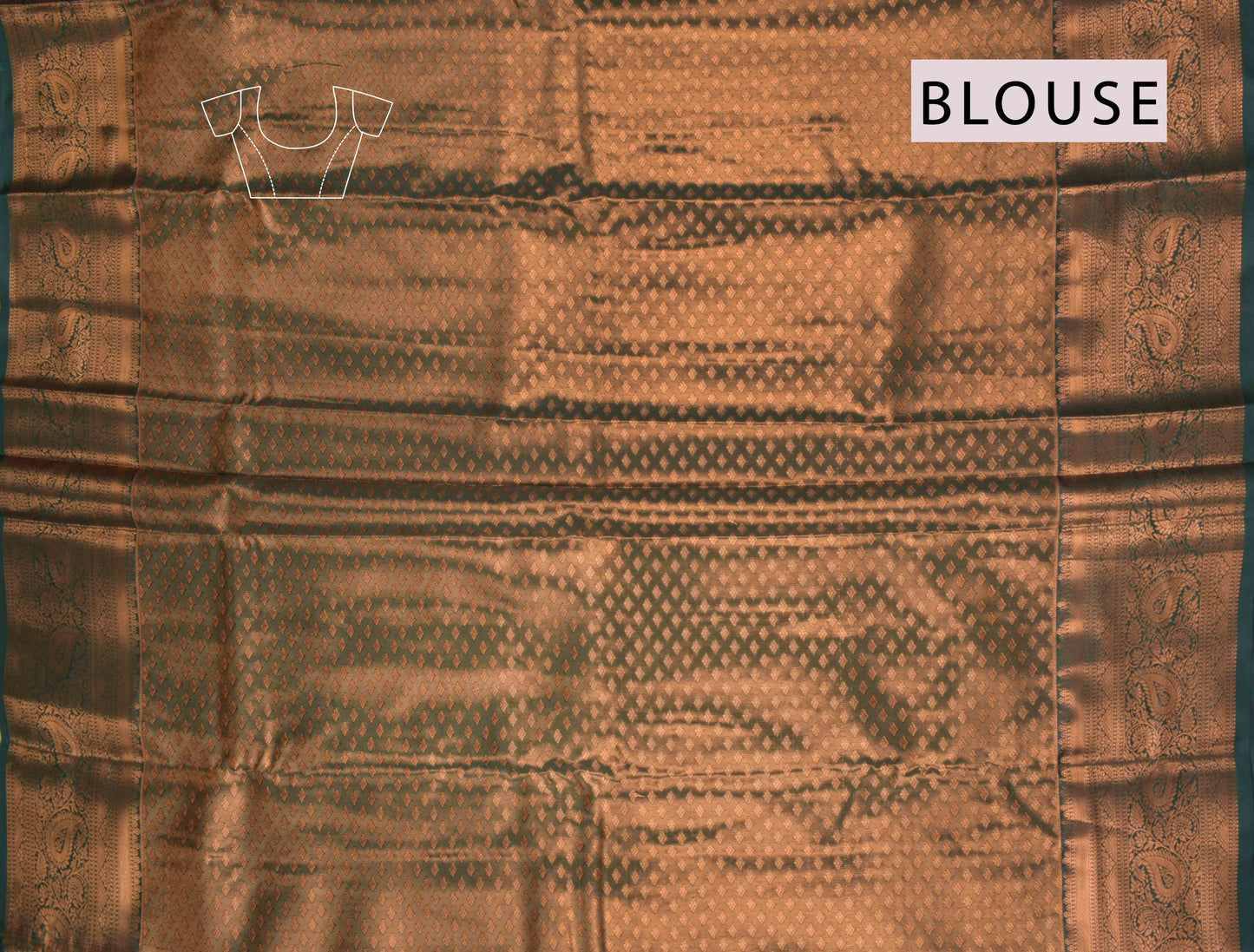 Pastel Peach Semi Silk Tissue Floral Garden Green Border Saree