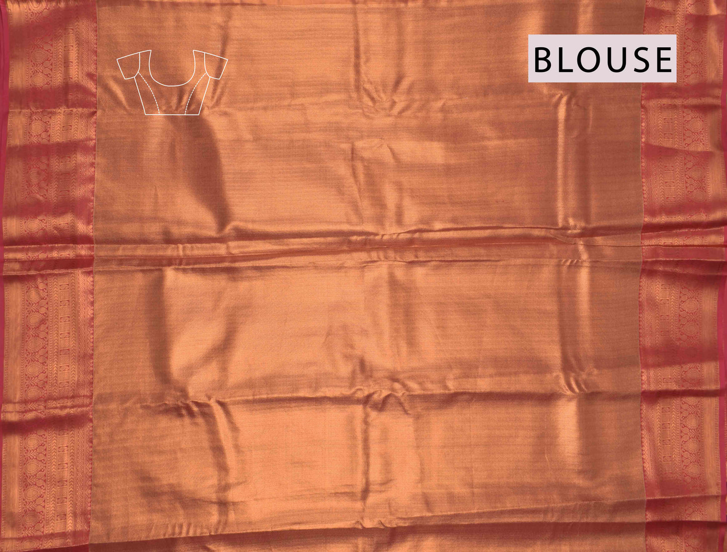 Peach Semi Silk Tissue Yellow Leaves Red Border Saree