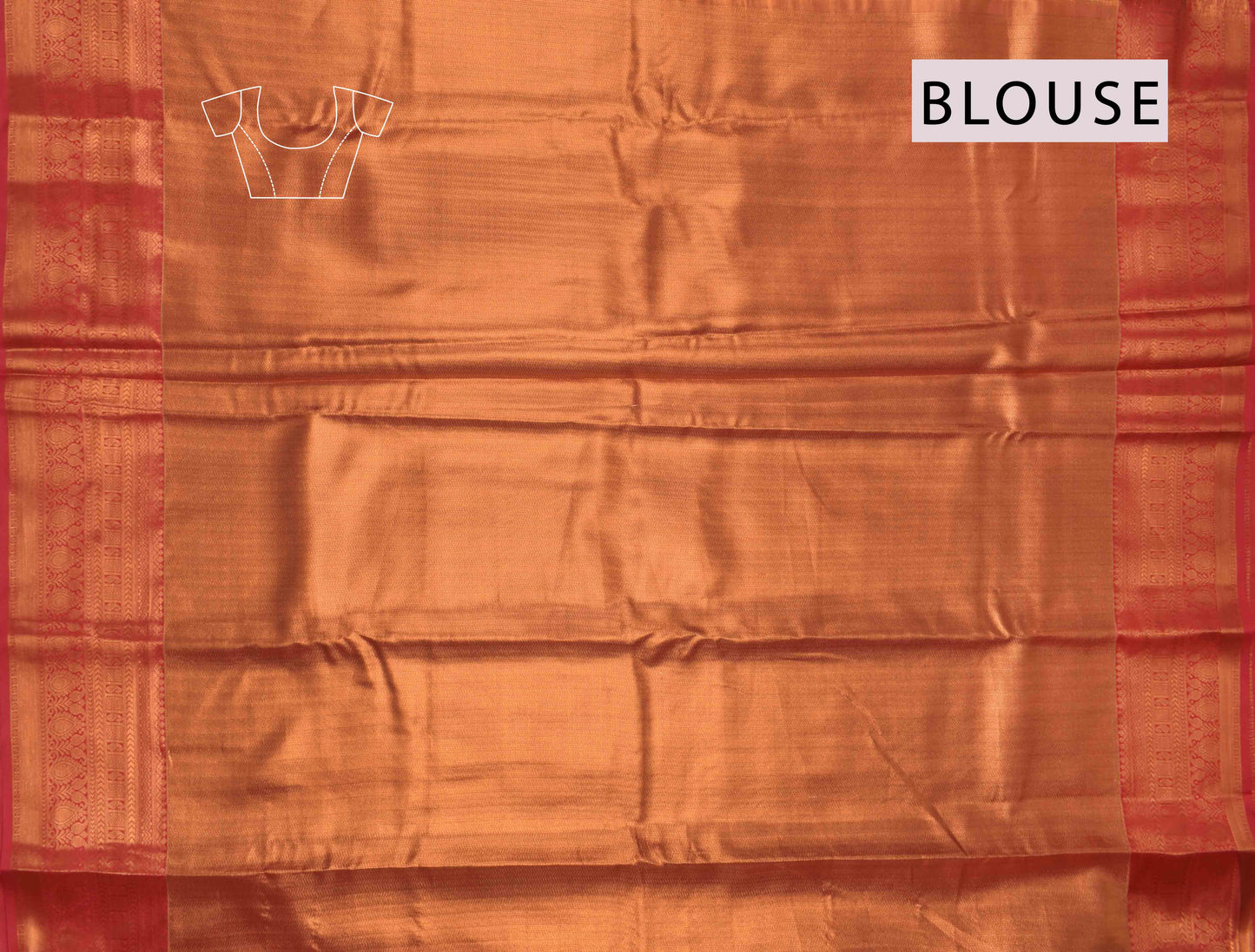 Peach Semi Silk Tissue Grey Leaves Red Border Saree