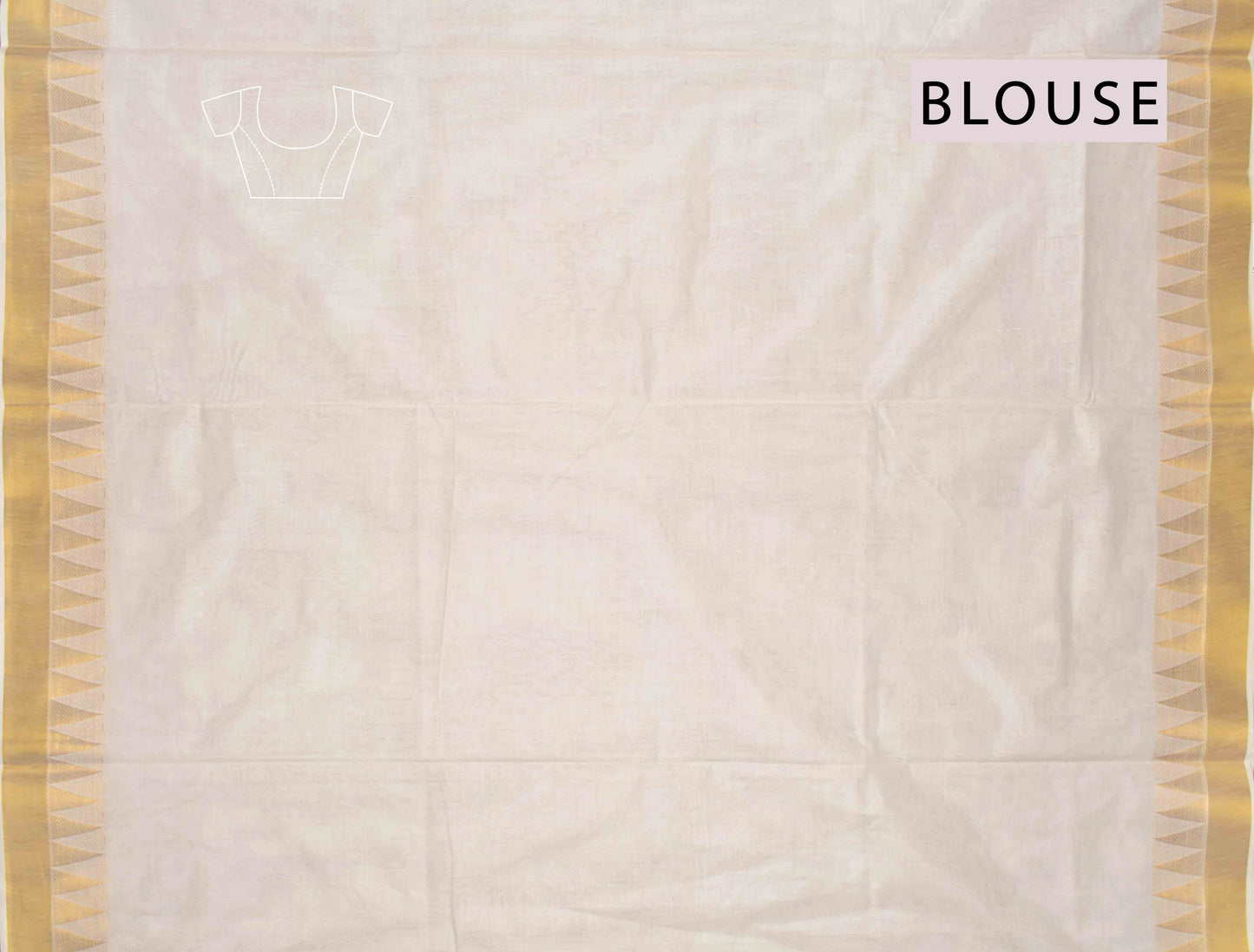 Off White Pure Kerala Cotton Mini Butta Self Royal Arches Pallu Temple Border Saree