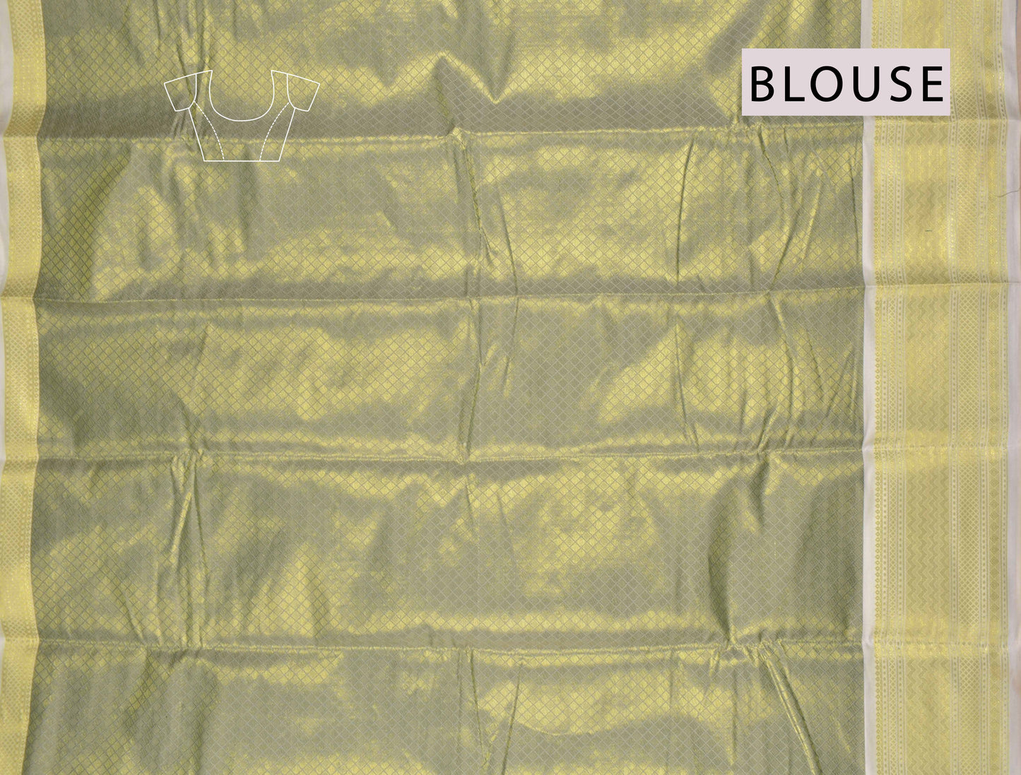 Golden Blue Semi Silk Mini Checks Butta Golden Pallu Border Saree