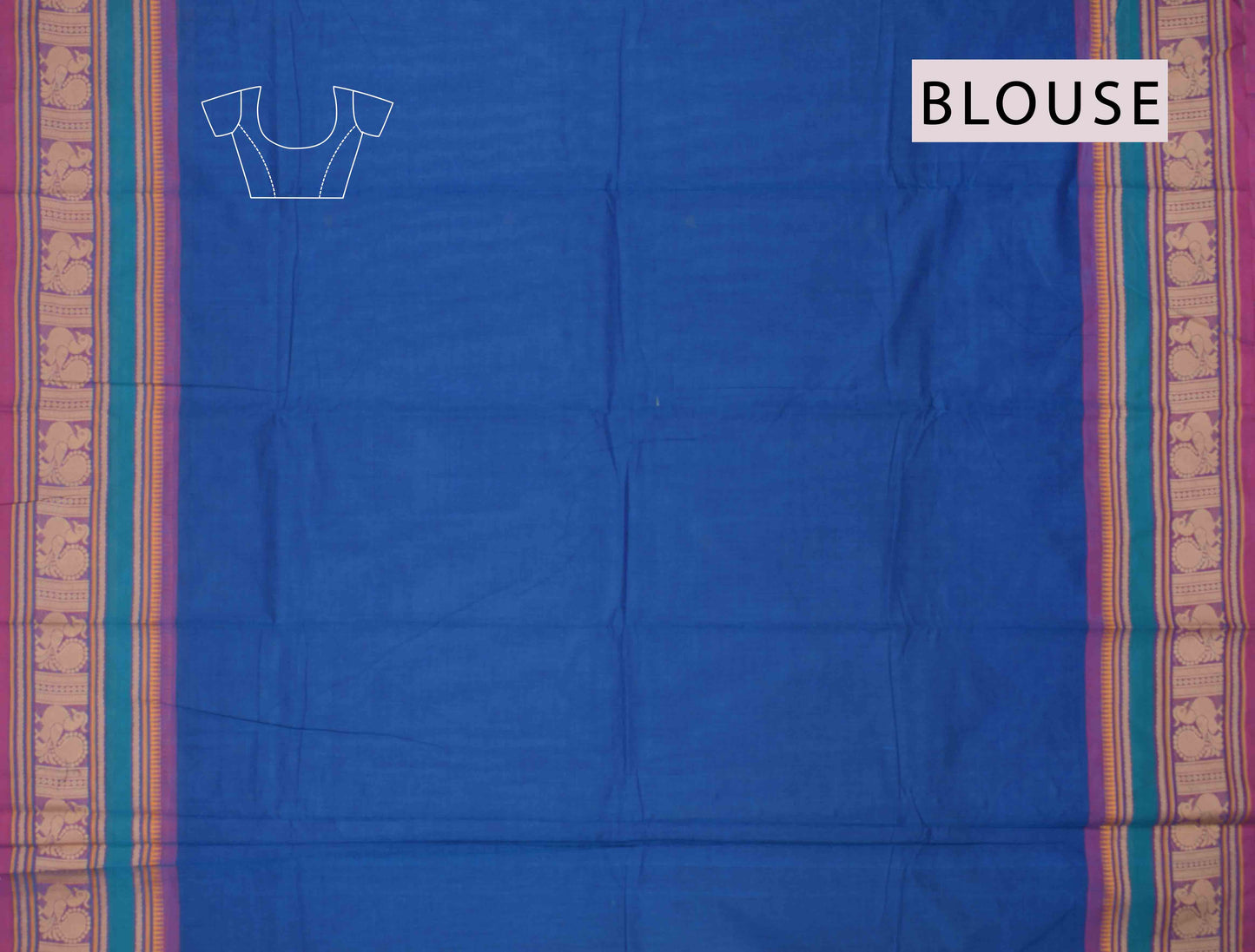 Blue Chettinad Pure Cotton Green Annam Border and Pallu Saree