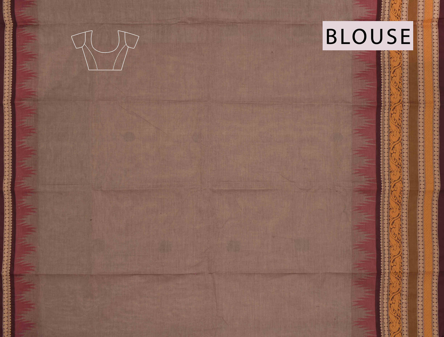 Light Brown Chettinad Pure Cotton Annam Butta Thread Border Saree