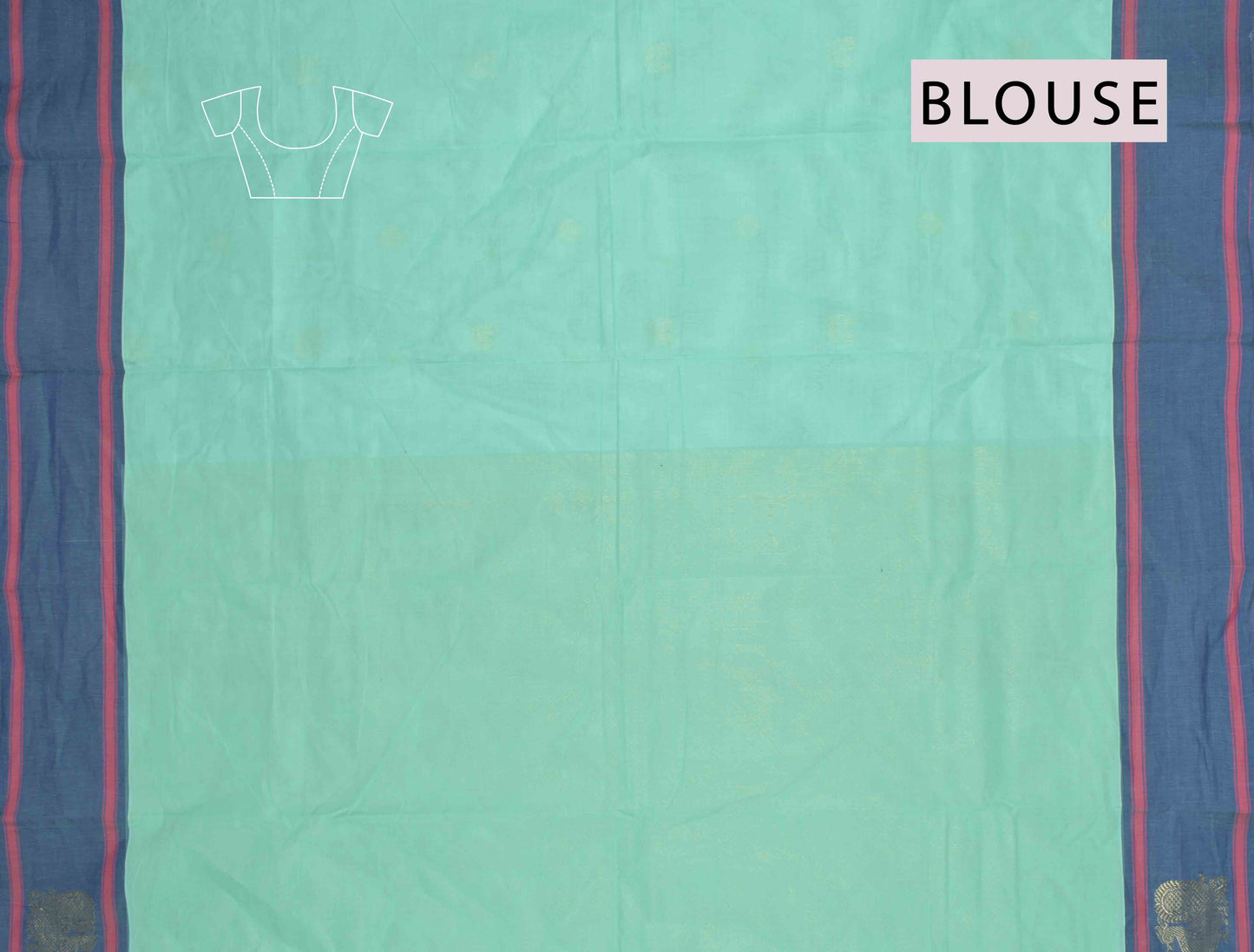 Blue Chettinad Pure Cotton Yazhi Butta Peacock Border Saree