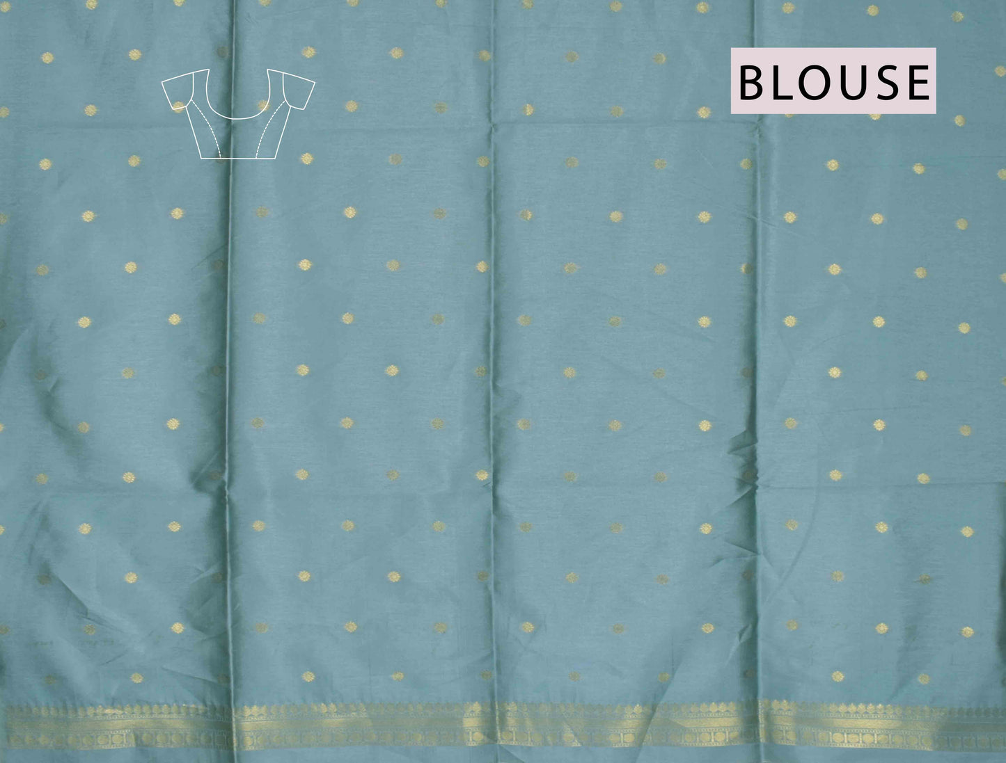 Green Semi Tussar Small Golden Checks Golden Flowers Border Pallu Saree