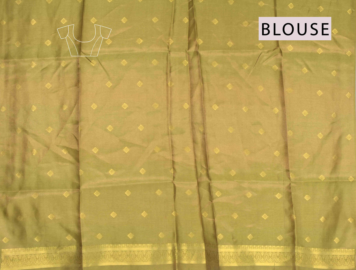 Green With Gold Semi Tussar Floral Flowers Printed Golden Flowers Border Pallu Saree