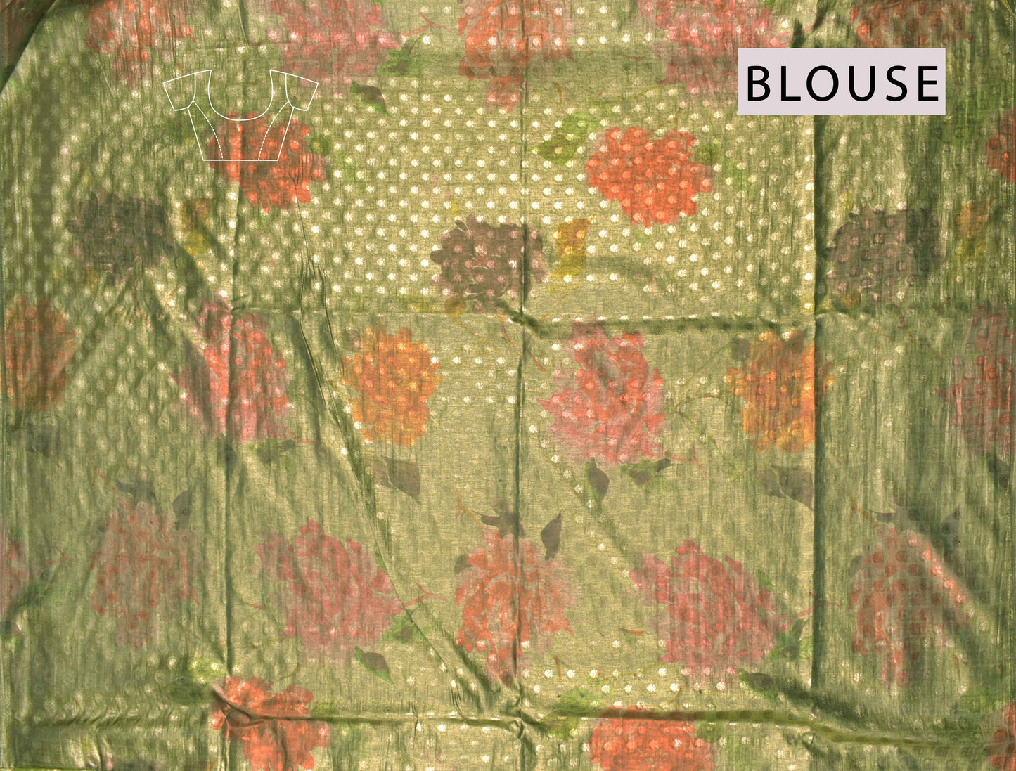 Olive Green Organza Silk Zari Lines Floral Border Saree