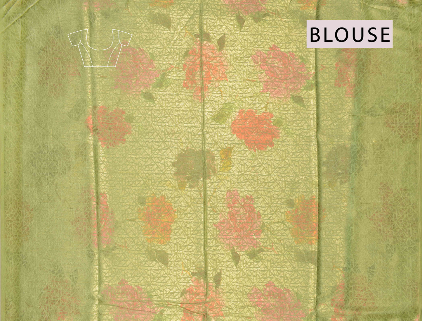 Green Organza Silk Zari Lines Floral Border Saree