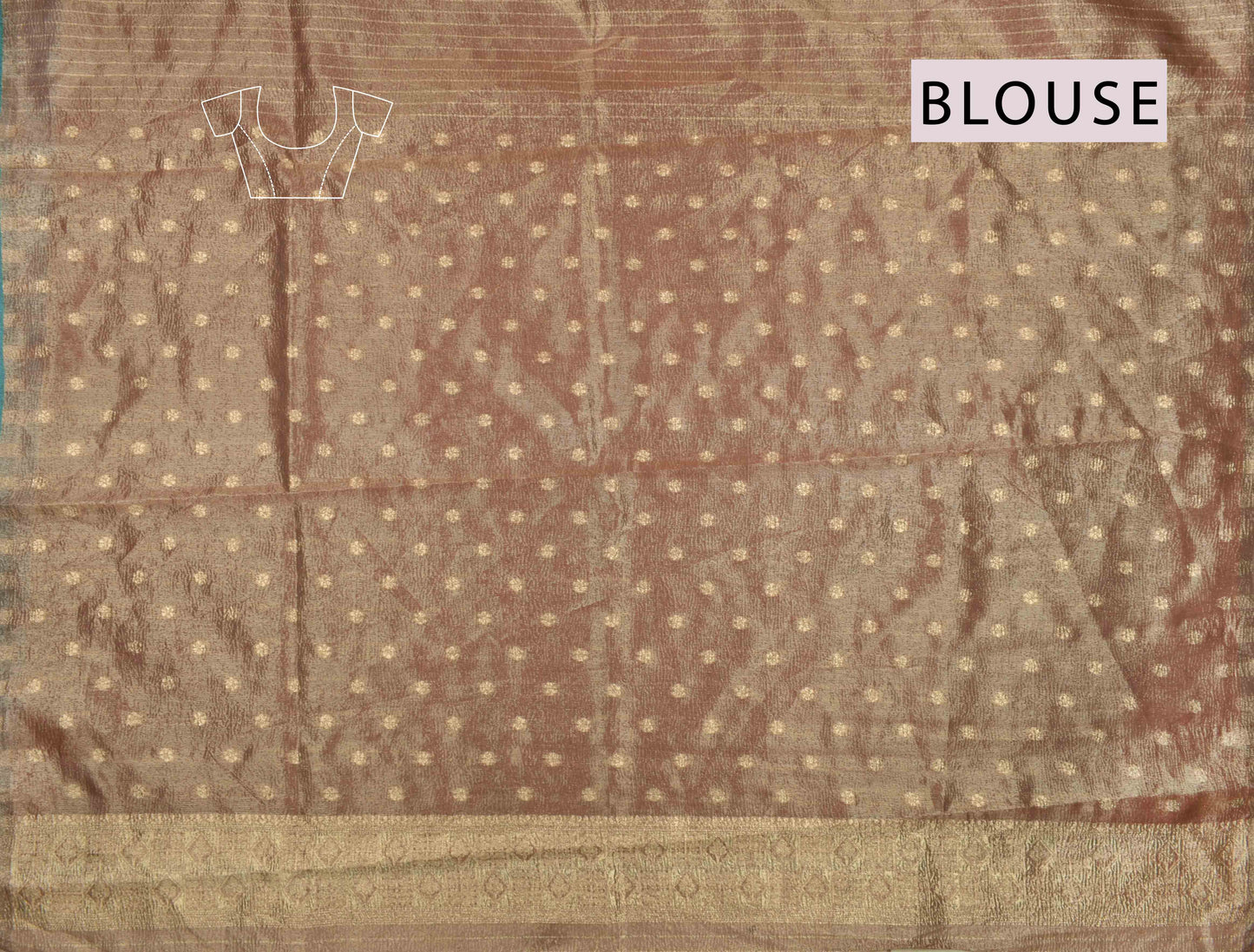 Golden Brown Crushed Tissue Dots Butta Zari Border Saree