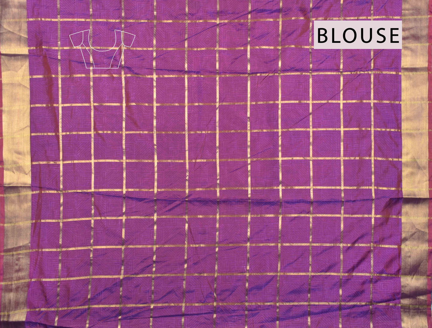 Pink Sana Silk Ikkat Style Golden Checks Zari Border Parrot Pallu Saree