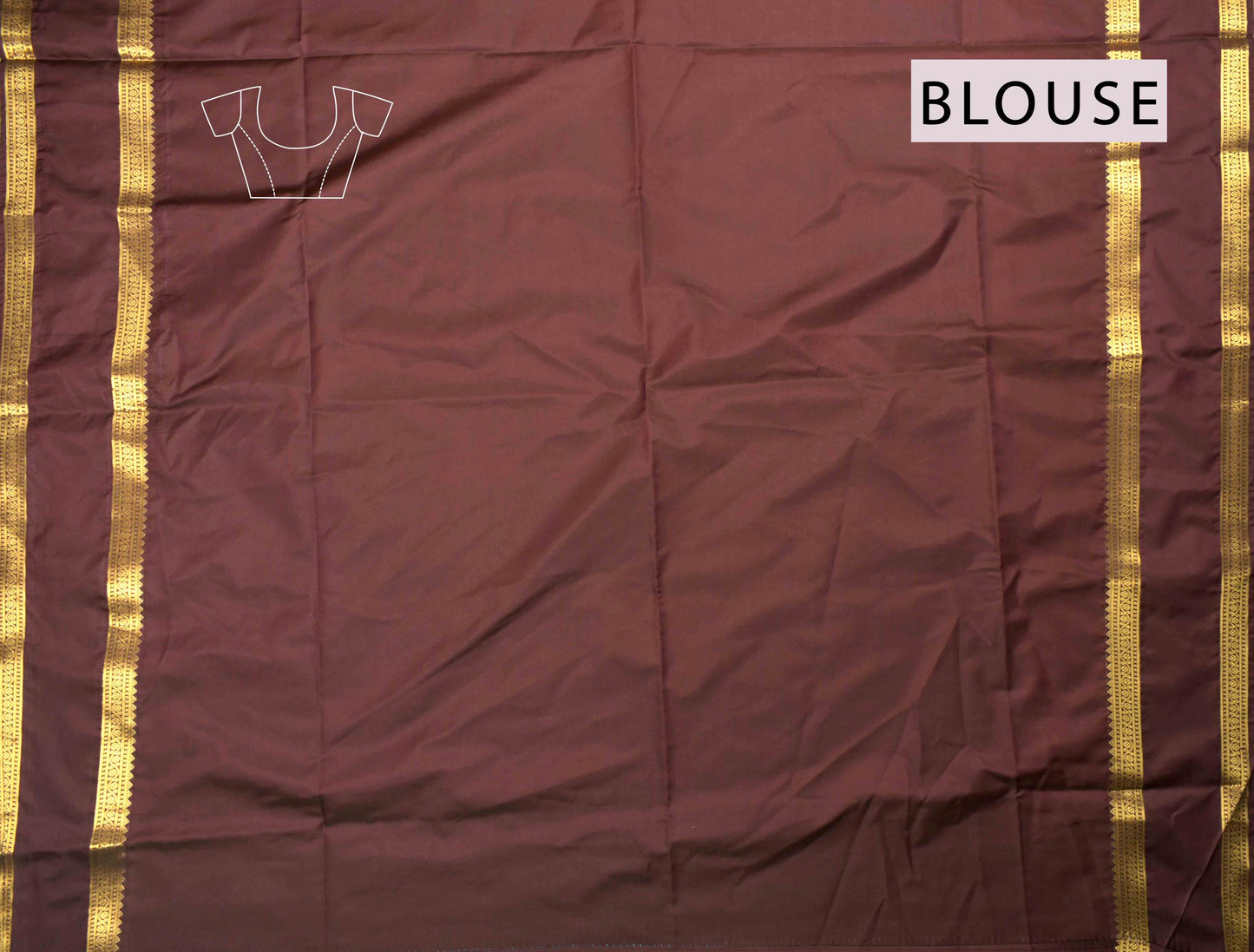 Dark Peach Fancy Butta Contrast Border Pallu Semi Soft Silk Saree