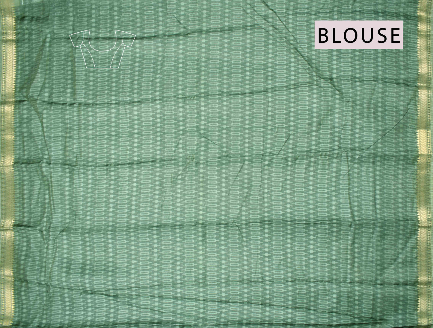 Green Mumbai Soft Cotton Block Print Style Florals Zari Border Saree