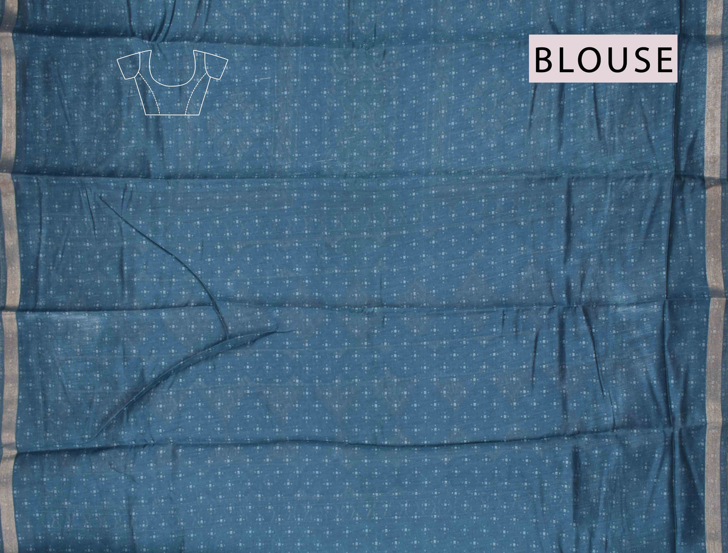 Blue Mumbai Soft Cotton Summer Gardenia Print Zari Border Saree