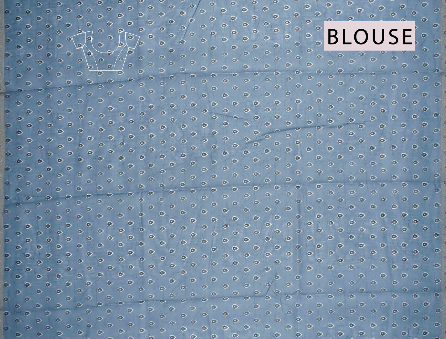 Grey Blue Semi Chanderi Cotton Vertical Pearls Saree