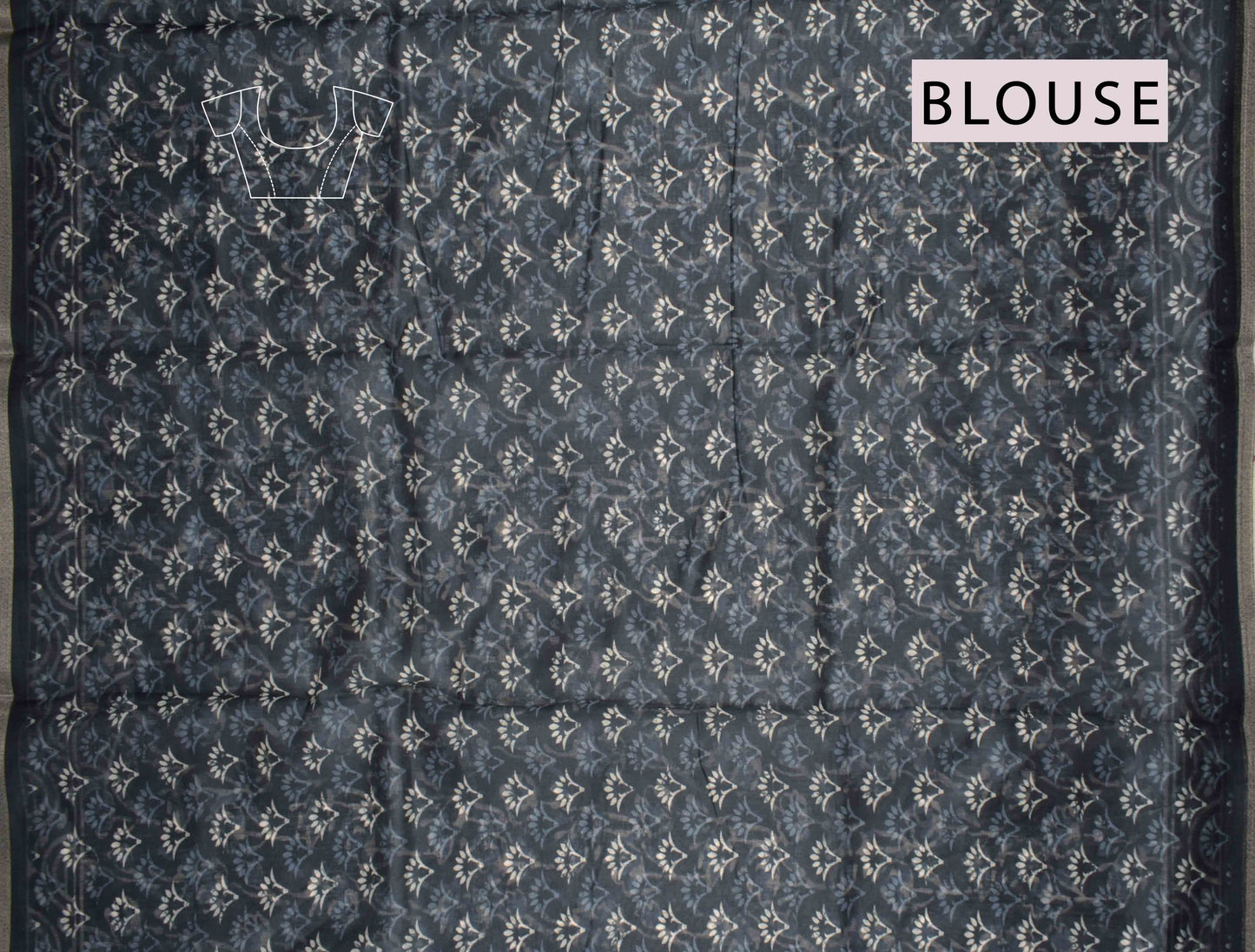 Black Semi Chanderi Cotton Midnight Sky Saree