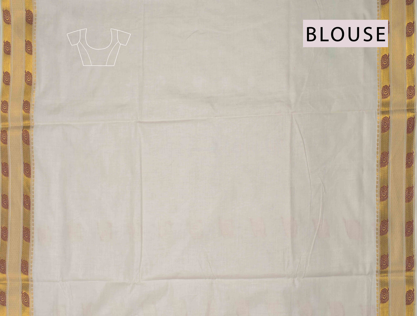 Off White Kerala Cotton Mayil Iragu Butta Rich Golden Pallu Saree