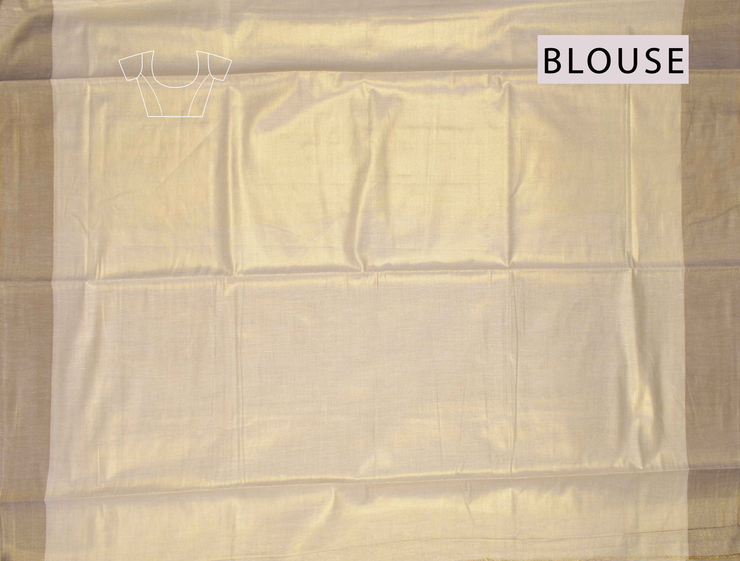 Off White With Brown Border Kerala Tissue Cotton Golden Zari Line Saree