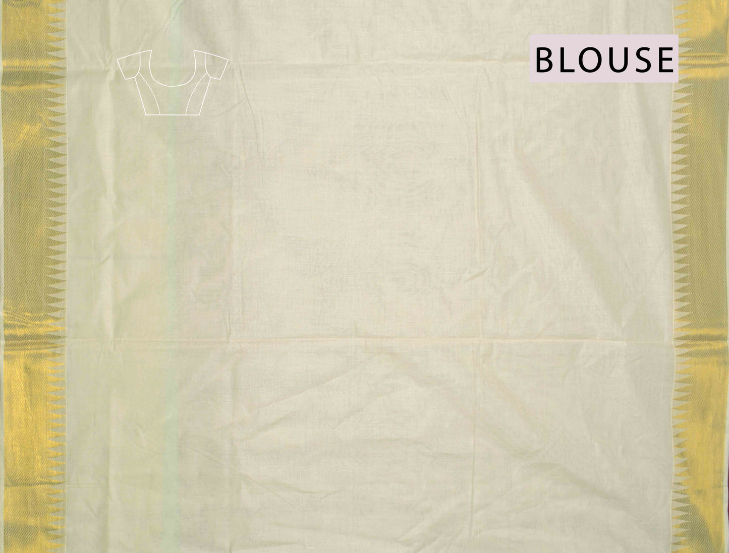 Off White Kerala Cotton Squares Butta Peacock Pallu Saree