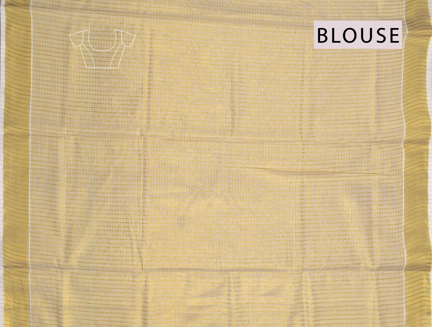 Off White With Gold Kerala Tissue Cotton Checks Golden Zari Pallu Saree